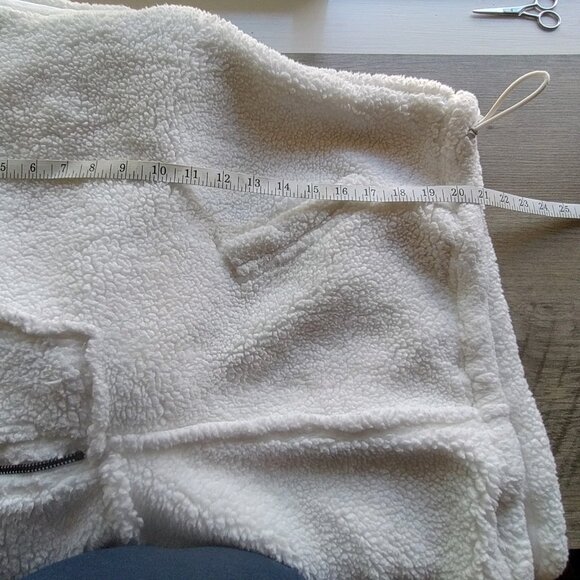 FREE PEOPLE White Nantucket‎ Oversized Sherpa Fleece PULLOVER JACKET Ivory Sz L - Picture 7 of 8